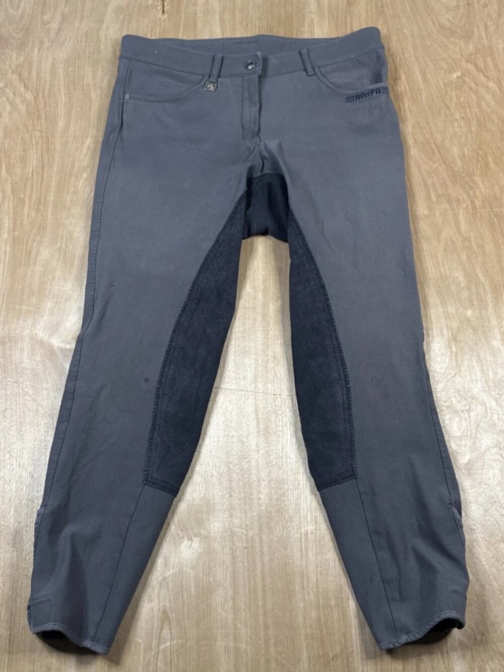 Romfh Breeches Womens Gray Horse Riding Equestrian Grip Pockets 30R